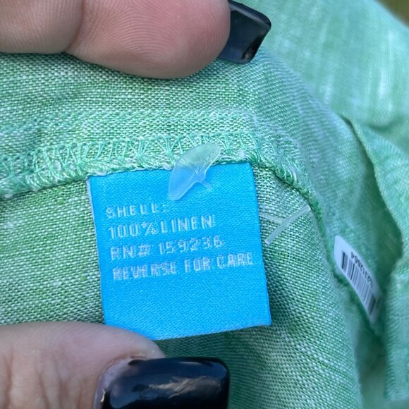 J. McLaughlin Britt Green 100% Linen Long Sleeve Button Up Shirt Size S - Picture 5 of 8